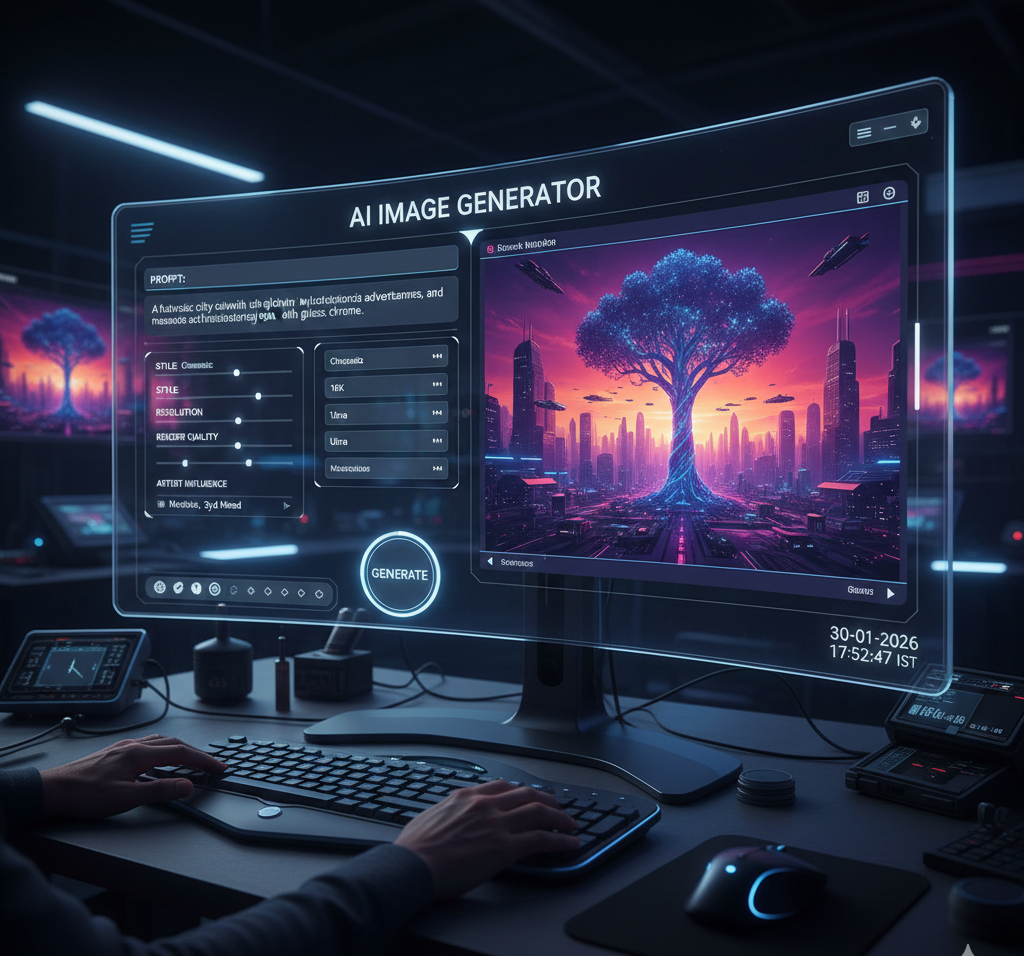 AI Image generator tools creating artwork 