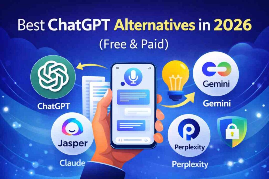 Best ChatGPT alternatives in 2026 showing free and paid AI tools comparison