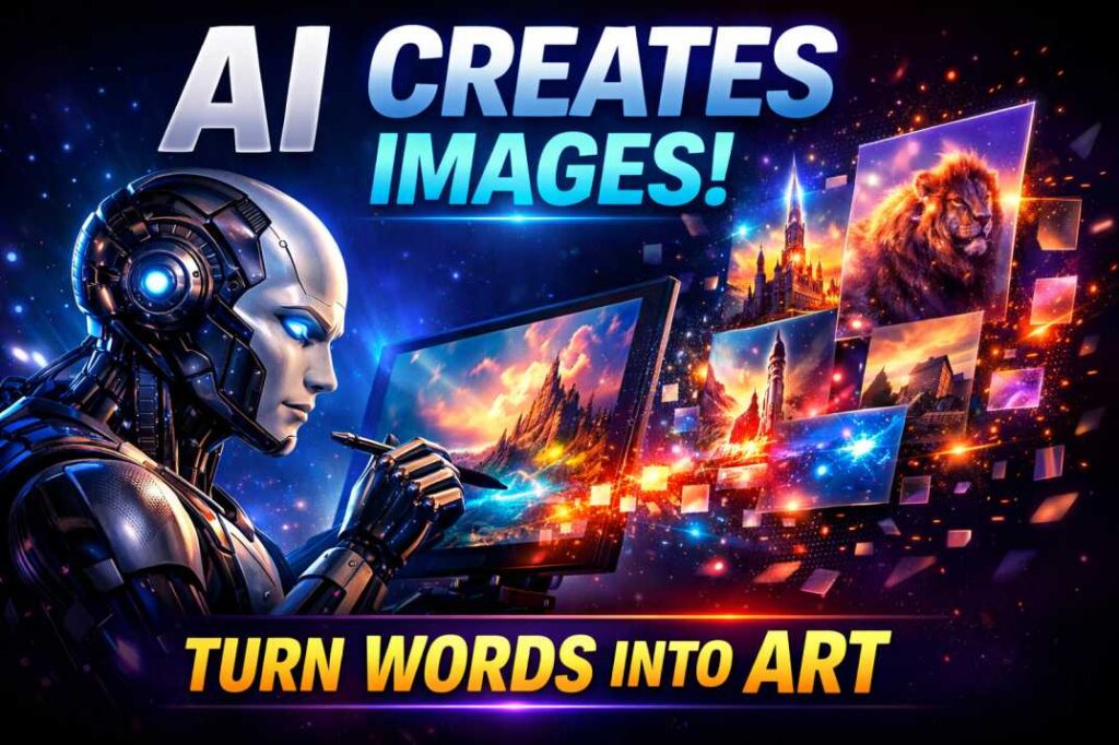 AI image generator tools creating digital art from text