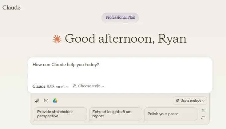 Claude AI chatbot interface for long conversation