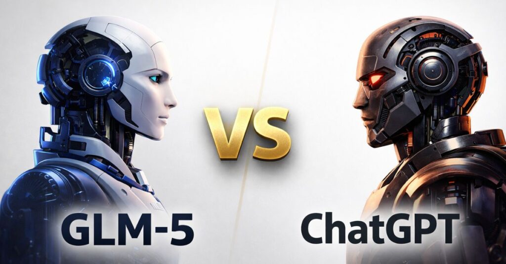 GLM 5 vs ChatGPT Comparison GLM-5 vs ChatGPT AI comparison showing features and differences between two AI models