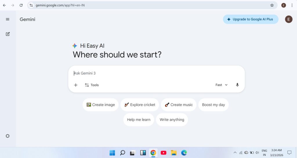 Google integration Google Gemini interface with real-time AI response